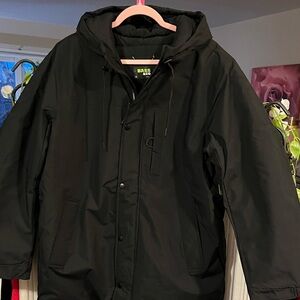 New Men's Black Performance Jacket with Hood